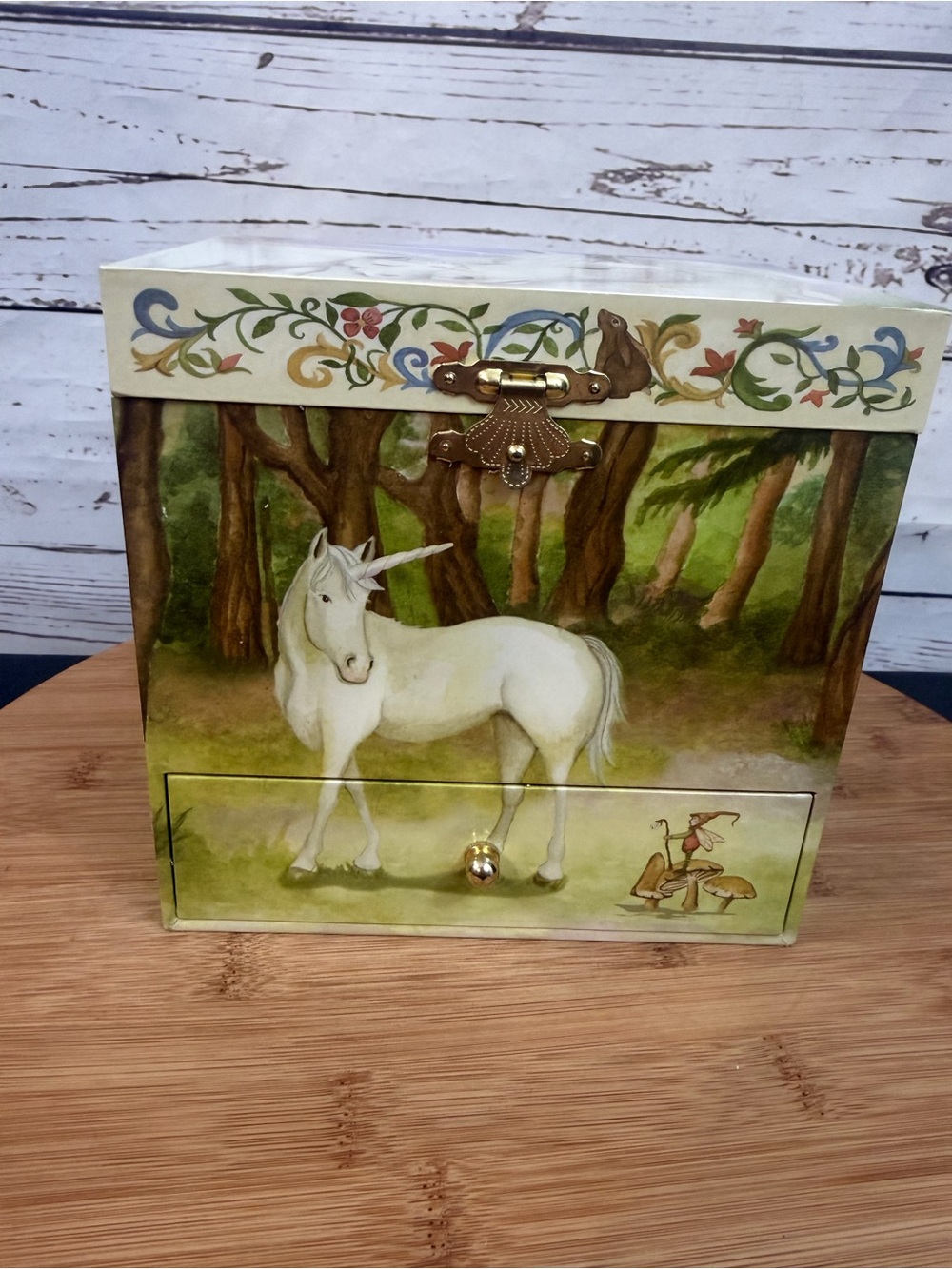 Enchantmints Unicorn Forest Musical Jewelry Box B1202 Vintage Style